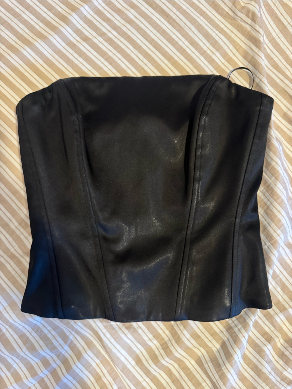 Aritzia Black Faux-Leather Strapless Clutch Wristlet